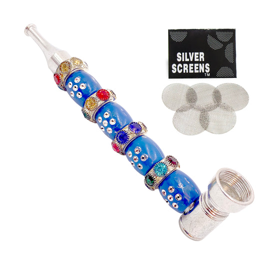 Dry Herb Diamond Design Smoking Pipe With 5 Screen Filters