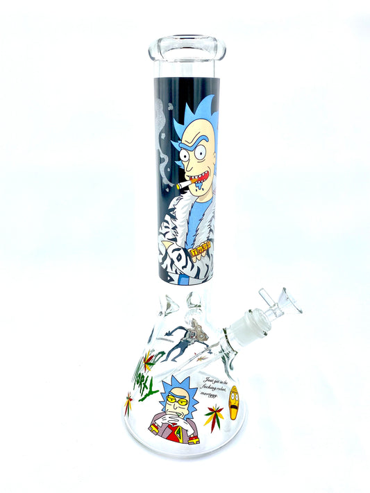 Dab Rick & Morty Glass Beaker Ice Bong Water Pipe – 39.5cm