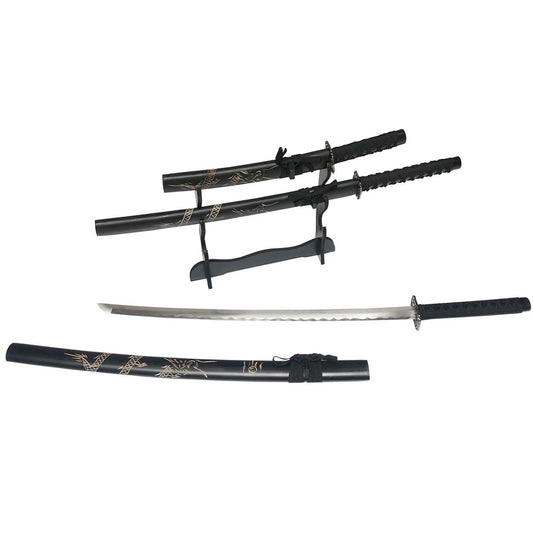 Samurai Katana 3 Piece Sword Set Comes With A Display Stand