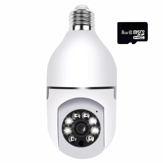 Security Surveillance Light Bulb Wireless 360° Spy Camera & 8GB SD Card