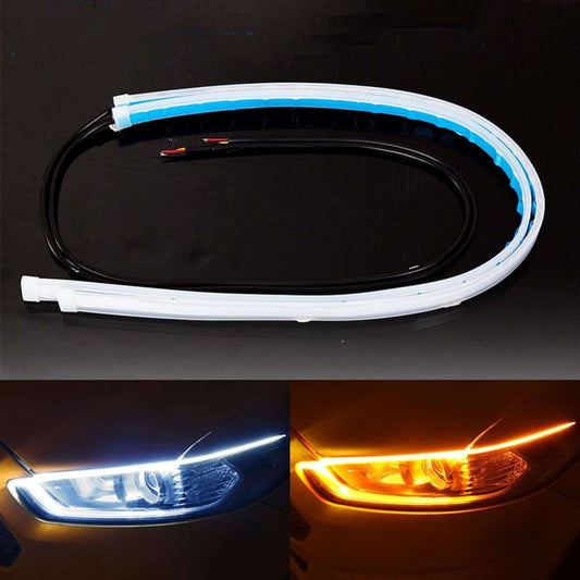 Vehicle Sequential DRL LED Strip Light Flexible White & Amber 30CM