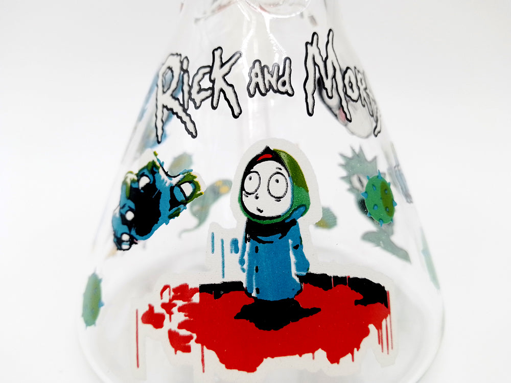 Dry Herb Rick & Morty Bent Neck Beaker Bong Ice Catch