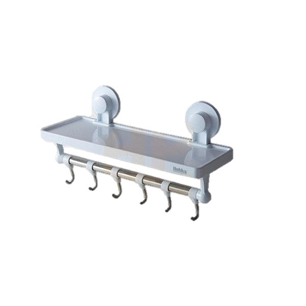 Bathlux Shelf With Hanging Hooks & Suction Cup