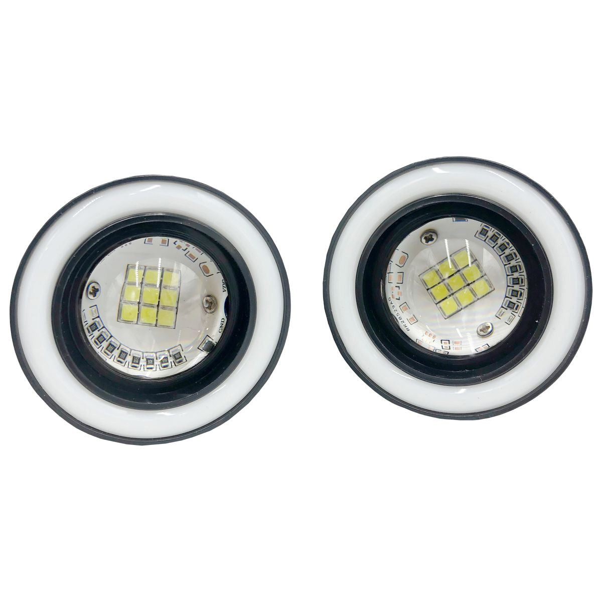 89mm 1200LM 7000 Kelvin 10W White Angel Eyes LED Fog Lights