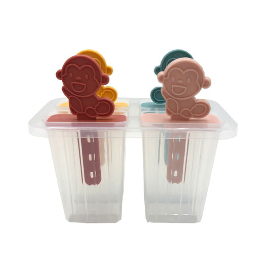 Cute 4 Pieces Monkey Popsicle Ice Cream Mould For Children & Adults To Enjoy