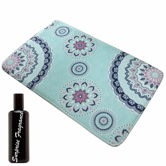 Green Print Design Non-Slip Micro Fibre Bathroom Mat & Fragrance