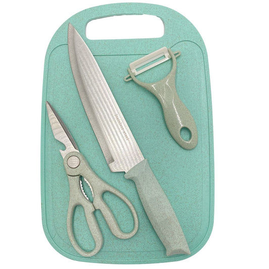 High Quality 4 Piece Kitchen Set With Knife Scissors Peeler & Cutting Board