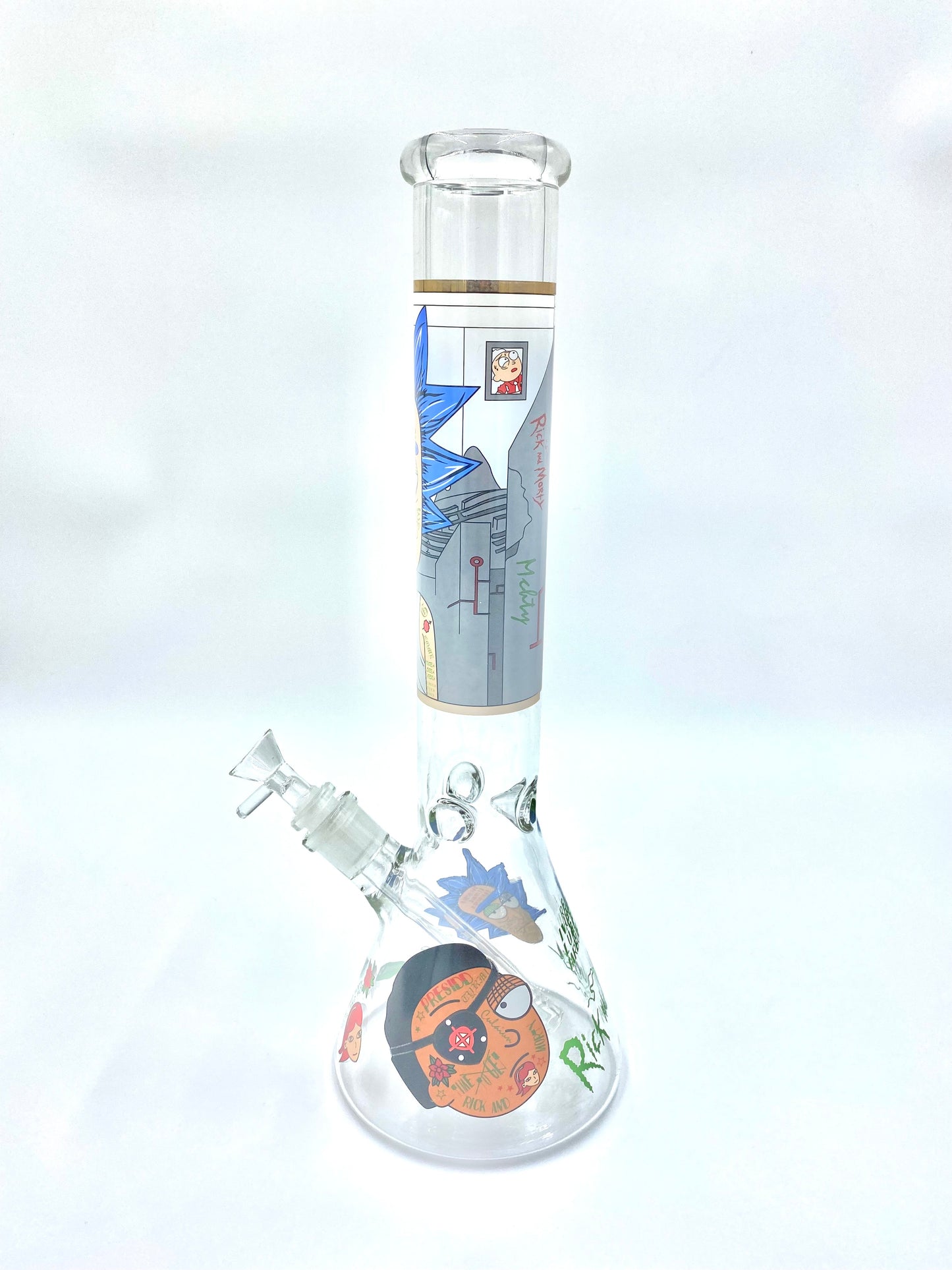 Dab Rick & Morty Glass Beaker Ice Bong Water Pipe - 16 Inch