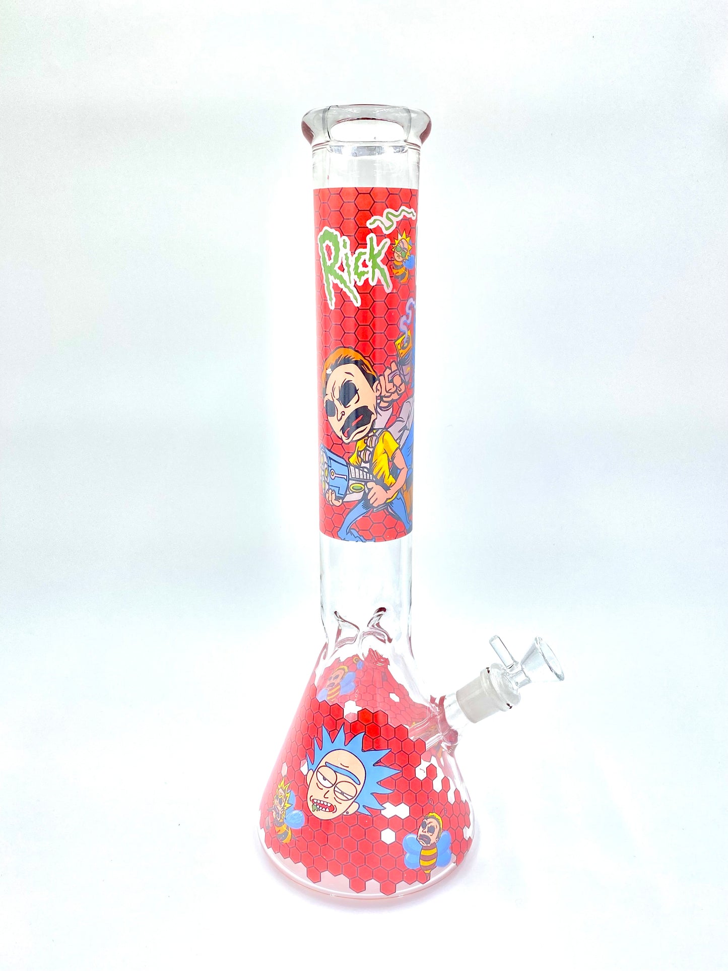 Dab Rick & Morty Glass Ice Beaker Bong Water Pipe - 16 Inch