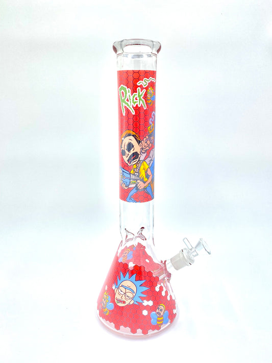 Dab Rick & Morty Glass Ice Beaker Bong Water Pipe - 16 Inch