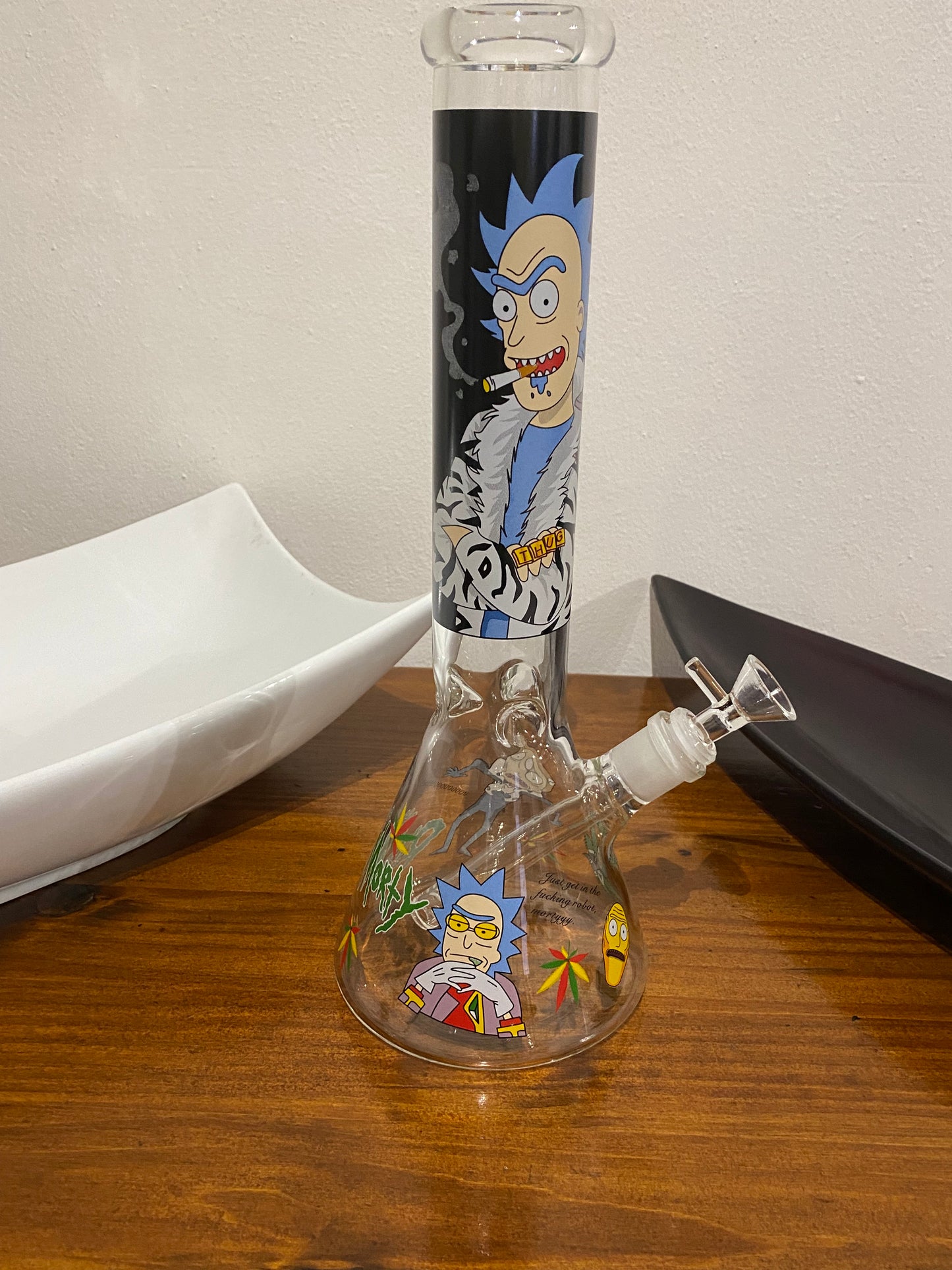 Dab Rick & Morty Glass Beaker Ice Bong Water Pipe – 39.5cm