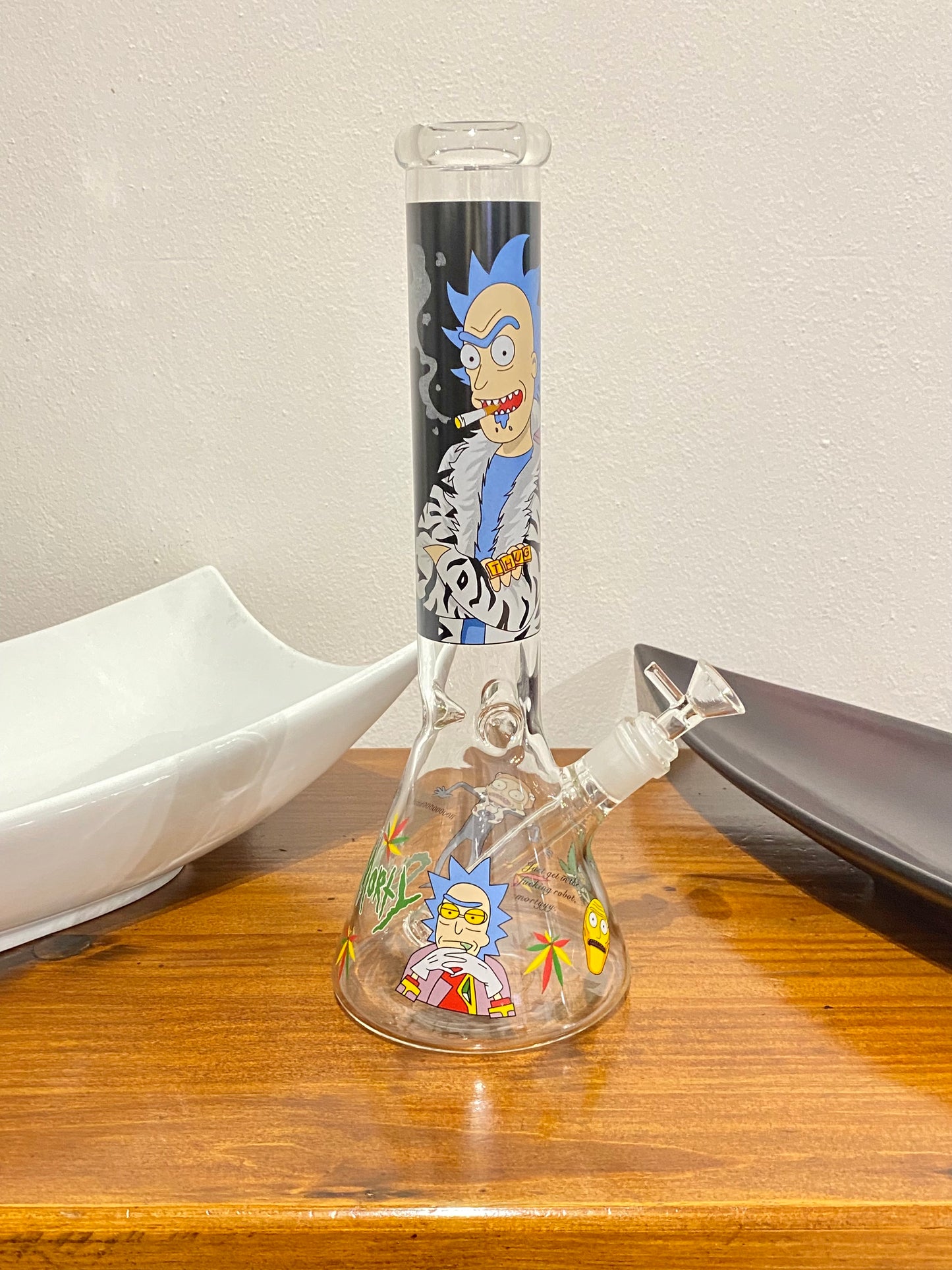 Dab Rick & Morty Glass Beaker Ice Bong Water Pipe – 39.5cm