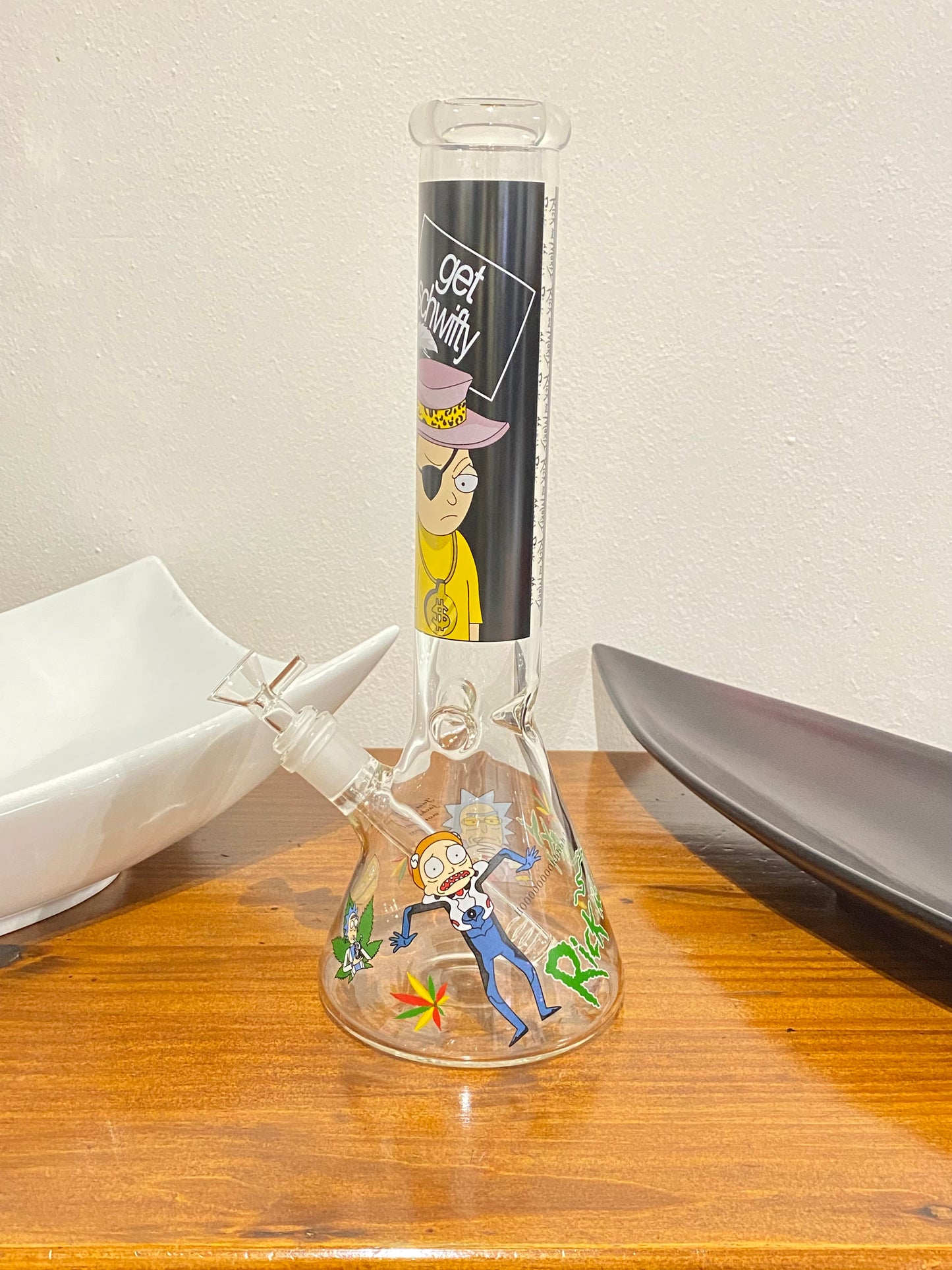 Dab Rick & Morty Glass Beaker Ice Bong Water Pipe – 39.5cm