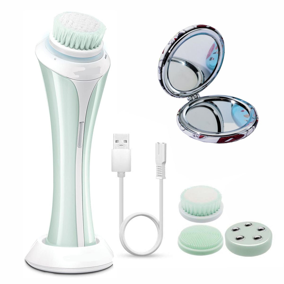 Multifunctional Soft Vertical 3D Face Cleansing Brush & A Pocket Mirror