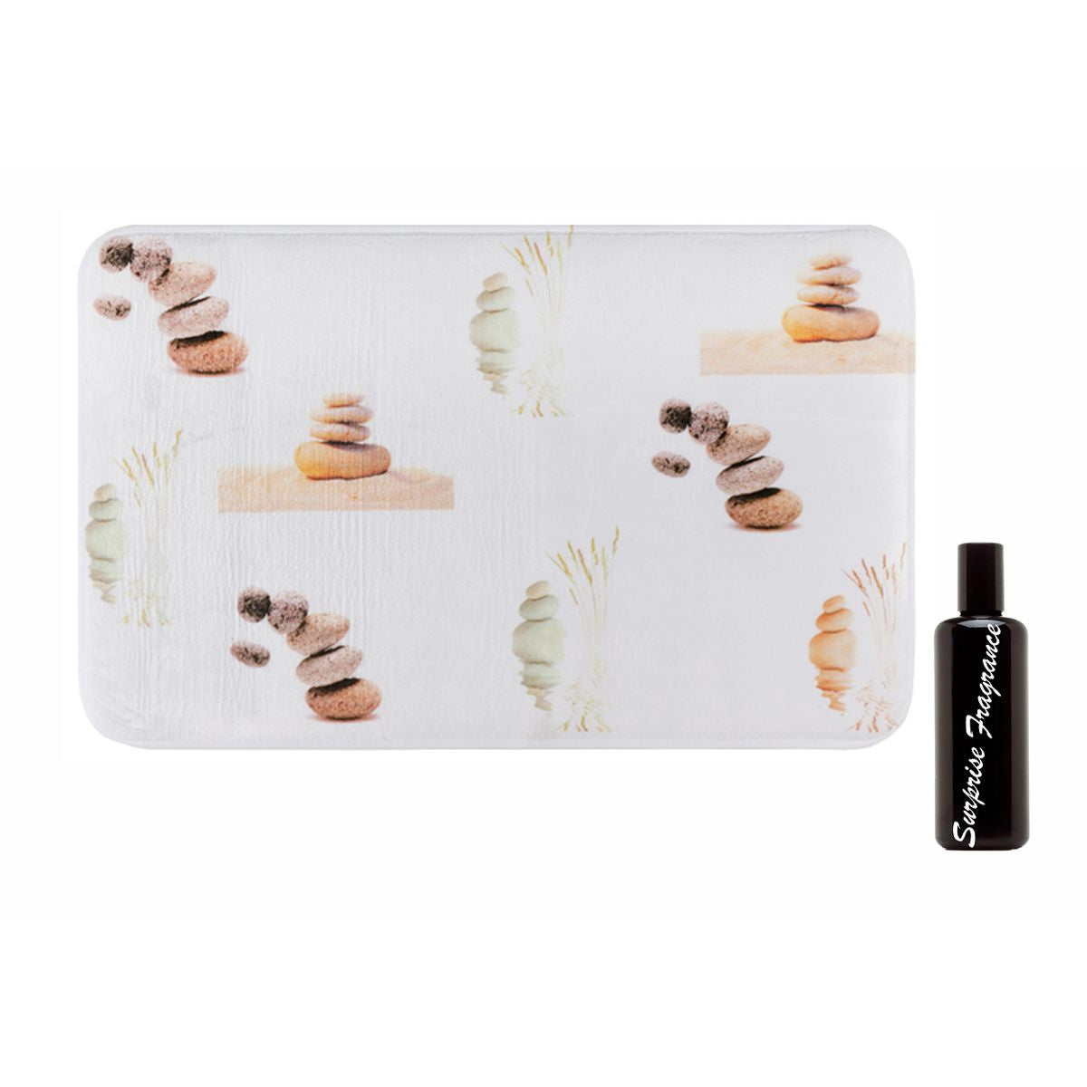 Pebble Print Design Non-Slip Micro Fibre Bathroom Mat & Fragrance