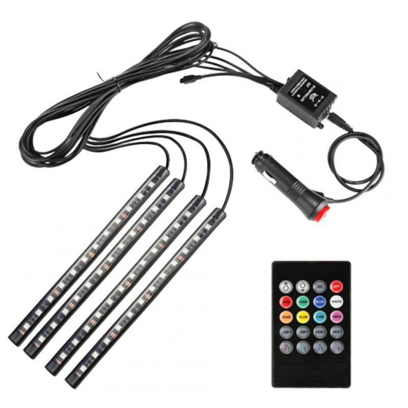 RGB Car Atmosphere Strip Light with Wireless Remote Control 12 x 4 LED