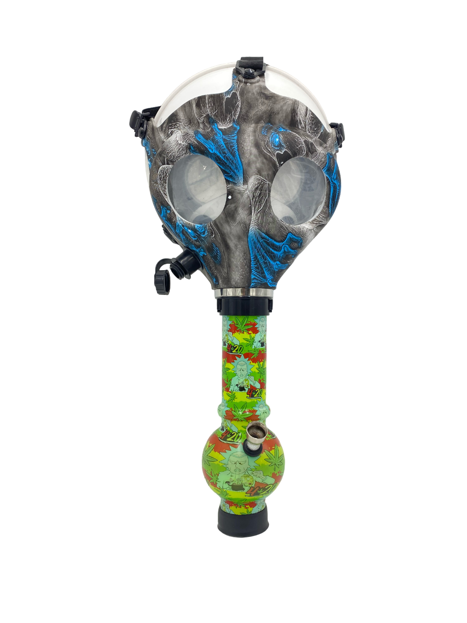 Dry Herb Grey Gas Mask & 20cm Acrylic Bong